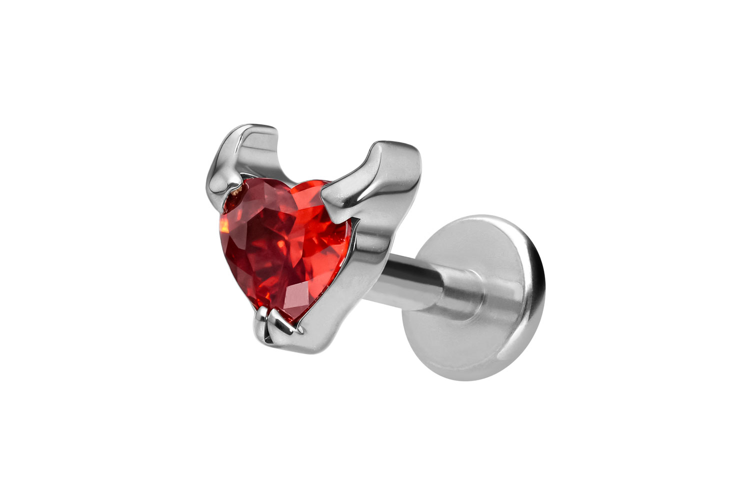 Titan Labret Piercing mit Innengewinde TEUFELSHERZ